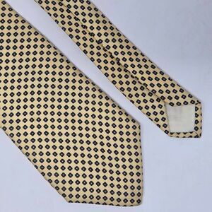 CHAPS RALPH LAUREN SILK TIE YELLOW BLUE FLORAL POLKA DOT VINTAGE 3.25" X 56"
